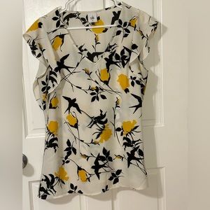 Cabi Birdwatcher Top, Sz M, yellow, white, black